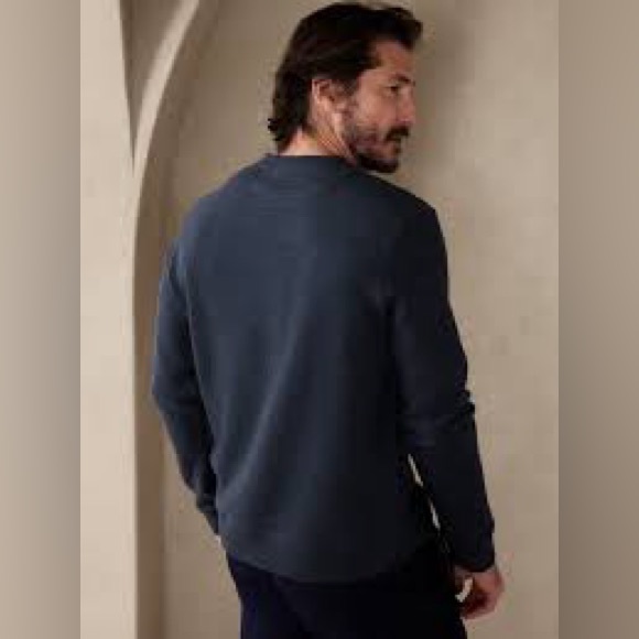 Brushed Waffle-Knit T-Shirt Mens size M colour Navy - Picture 3 of 8